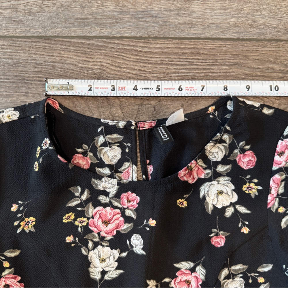 H&M Black Floral Long Sleeve Dress - Pink & White Roses - Picture 16 of 16